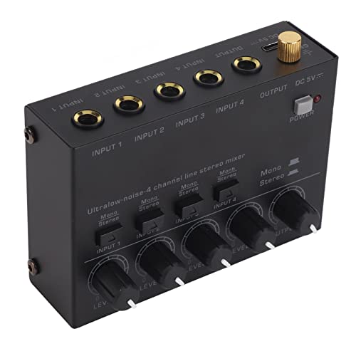 SPYMINNPOO 4-Kanal Line Mixer, Mini Audio Mixer Line Mixer Kopfhörerverstärker Musikaufnahmegeräte für Heimstudios Live-Aufnahme 100-240V von SPYMINNPOO