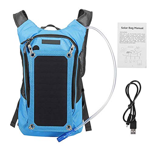 SPYMINNPOO Solar-, Multifunktionaler Outdoor-Solar-Wanderrucksack mit 6,5-W-Solarpanel, 2 L Wassersack für Radfahren und Reisen (Blau) Bergsteigen Und Camping Rucksäcke von SPYMINNPOO