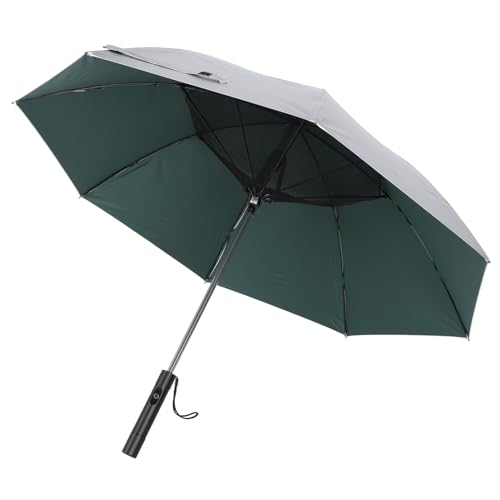 SPYMINNPOO Tragbarer Regenschirm mit Ventilator, USB Wiederaufladbar, UPF50+, Sonnen- und Regenschirm, Faltbarer Reiseschirm mit Kühlventilator für Heiße Sommer (Dunkelgrüner Innenraum) von SPYMINNPOO