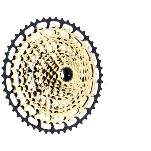 SQIANKUN Kassetten Ritzel 12 s MTB Kassette 10-50T 12 Speed ​​Bike Freeewheel Super Licht Fahrrad Schwungrad 12 Geschwindigkeit Freilauf Fahrrad Zahnkranz(Golden Cassette) von SQIANKUN