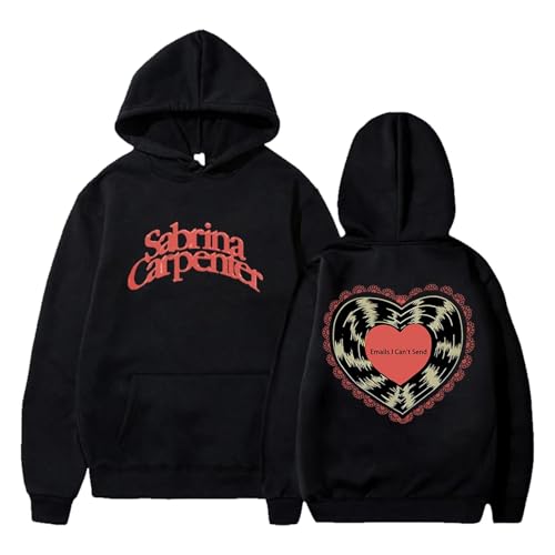 SRGDRR Hoodie Sabrina Carpenter Langarm Sweatshirt Mit Cartoon Print, Lässiger Pullover Für Männer Und Frauen Frühlings Und Herbstmode Kapuzenpullover (Black,L) von SRGDRR