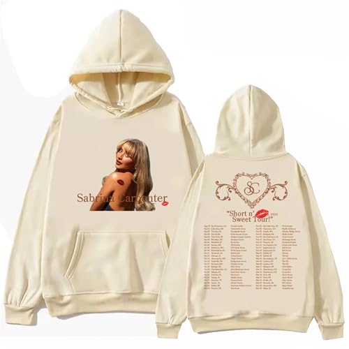 SRGDRR Sweatshirt Sabrina Carpenter Cartoon Print Hoodie, Plus Size Pullover Herren Damen Casual Top Sweatshirt (Khaki,L) von SRGDRR