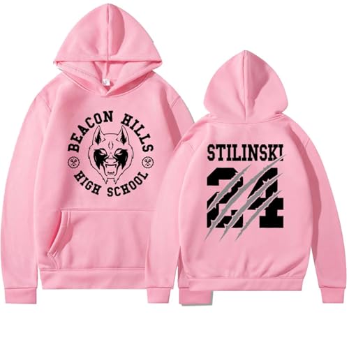 SRGDRR Sweatshirt Teen Hoodie Wolf Mode Digitaldruck Pullover, Männer Frauen Langarm Sweatshirt Frühling Herbst Freizeitkleidung (Pink,3XL) von SRGDRR