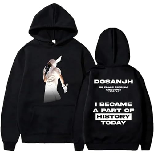 Sänger Diljit Dosanjh Cartoon Print Sweatshirt Männer Frauen Hip Hop Hoodie, Retro Mode Jacke Frühling Herbst Langarm Jacke (Black,XL) von SRGDRR