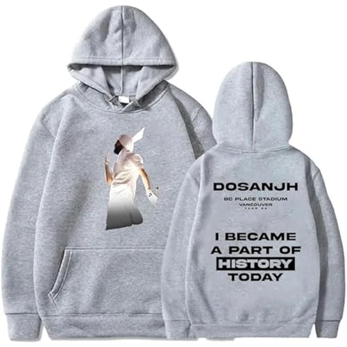 Sänger Diljit Dosanjh Cartoon Print Sweatshirt Männer Frauen Hip Hop Hoodie, Retro Mode Jacke Frühling Herbst Langarm Jacke (Grey,L) von SRGDRR