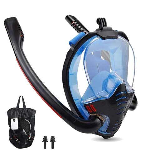 Vollgesichtsmaske Schnorchelmaske,Schnorchelmaske Erwachsene 180 Grad Sicht,Schnorchelmaske mit Kameraposition,Tauchermaske Anti-Beschlag & Panorama-Vollgesichtsdesign,für Erwachsene -Blau,L Vollgesichtsmaske Schnorchelmaske,Schnorchelmaske Erwachsene 180 Grad Sicht,Schnorchelmaske mit Kameraposition,Tauchermaske Anti-Beschlag & Panorama-Vollgesichtsdesign,für Erwachsene -Blau,L von SRJEQC