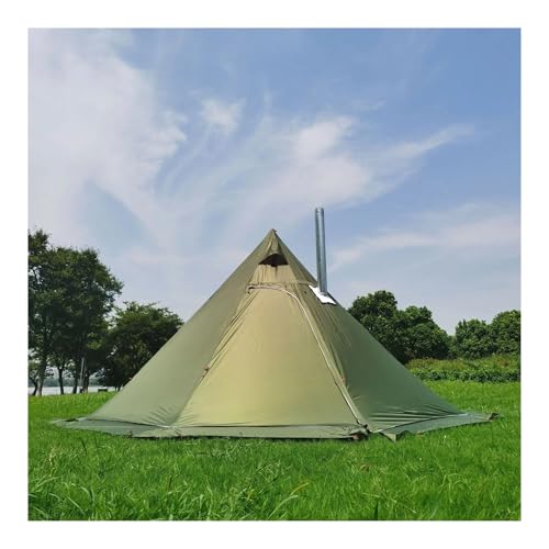 biwakzelt 3M Pyramidenzelt Outdoor Camping Zelt Wandern Markisen Winddicht Regendicht Atmungsaktiv Tipi Winter Herd Zelt Mit Schnee Rock Eisfischerzelt(Green) von SRKATI