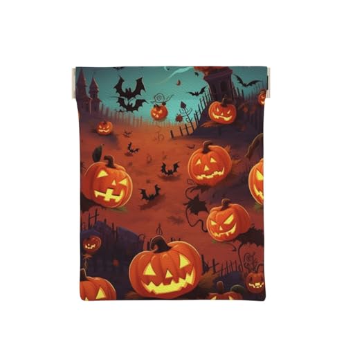 SRSXYMBD Halloween bedruckte Geldbörse aus Leder, tragbare Münztasche, weiß, Einheitsgröße, Münzgeldbörse von SRSXYMBD