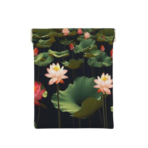 SRSXYMBD Lotus Pond bedruckte Geldbörse aus Leder, tragbare Münztasche, weiß, Einheitsgröße, Münzgeldbörse von SRSXYMBD