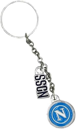 giemme di d'agostino f. srl SSC Napoli Schlüsselanhänger aus emailliertem Metall mit weißem Logo auf hellblauem Grund und Anhänger, himmelblau, Taglia unica giemme di d'agostino f. srl SSC Napoli Schlüsselanhänger aus emailliertem Metall mit weißem Logo auf hellblauem Grund und Anhänger, himmelblau, Taglia unica von SSC NAPOLI