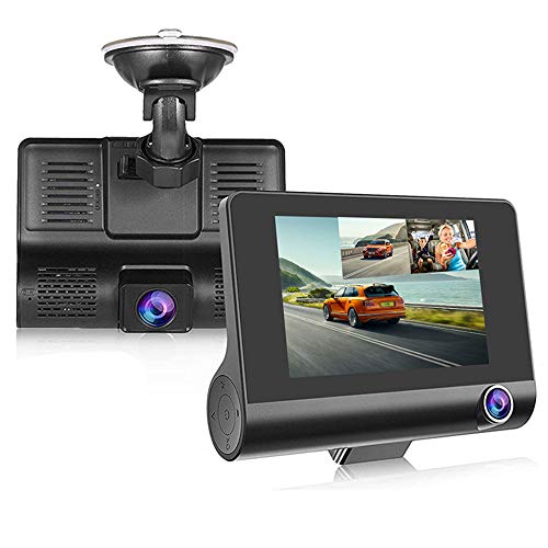 SSCYHT Dash Cam, 3-Kanal-DVR, Vorne 1080P + Innen 720p + Hinten 720p, 4-Zoll-LCD, Nachtsicht, Parkmonitor, 170 ° -Winkelobjektiv, Loop-Aufnahme, Superkondensator SSCYHT Dash Cam, 3-Kanal-DVR, Vorne 1080P + Innen 720p + Hinten 720p, 4-Zoll-LCD, Nachtsicht, Parkmonitor, 170 ° -Winkelobjektiv, Loop-Aufnahme, Superkondensator von SSCYHT