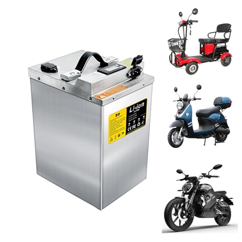 SSCYHT Ersatz-Lithiumbatterie 48 V 60 V 72 V Motorradbatterie 45 Ah 55 Ah 65 Ah E-Bike-Akkupack für 250 W-3500 W Moped-Dreiradmotoren mit Ladegerät und BMS,72v,45Ah von SSCYHT