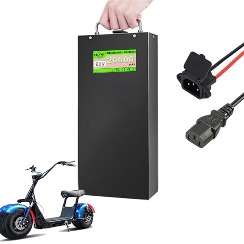 SSCYHT Motorradbatterie 60V 12Ah 20Ah 24Ah 28Ah Lithium-Ionen-Batterie für Elektroroller mit dicken Reifen, Zweirad-Elektrofahrradmotor innerhalb von 1680 Wh mit BMS und Ladegerät,60v20ah von SSCYHT