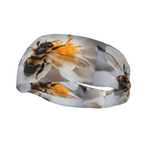 Bee On Honeycomb Print Sport Running Stirnband Mode Breite Stirnbänder für Frauen Yoga Fußball Stirnbänder von SSGVLPTO