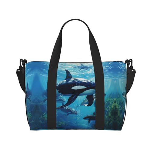 Killer Whales Swim Along Print tragbare Reisetasche, ideal für geschäftliche und private Reisen, Schwarz, Einheitsgröße von SSIMOO