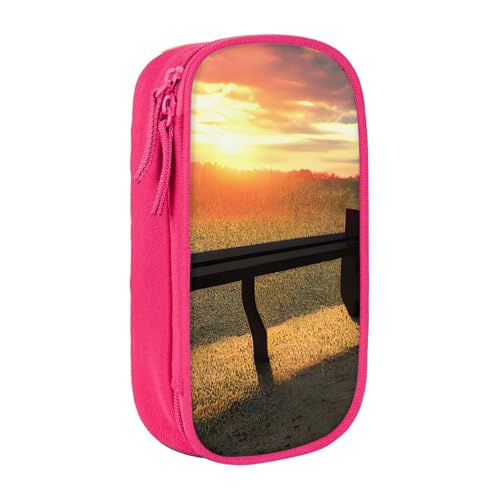 Lonely Bench Sunset Oxford Cloth Stationery Storage Bag - Zipper Pencil Case,Ideal for Travel von SSIMOO