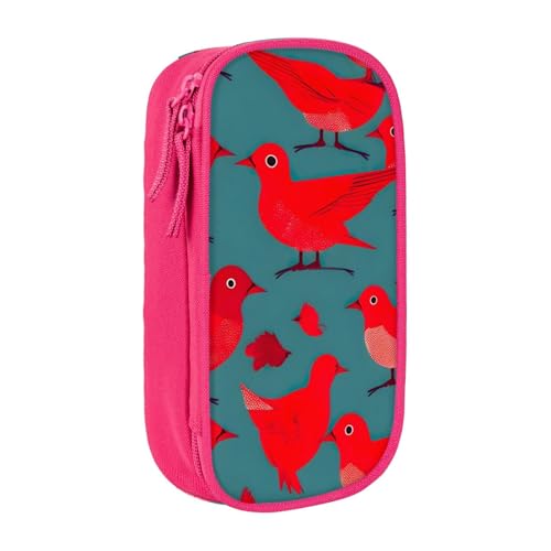 SSIMOO Red Birds Fauna Wild 1 Oxford Cloth Stationery Storage Bag - Zipper Pencil Case,Ideal for Travel von SSIMOO