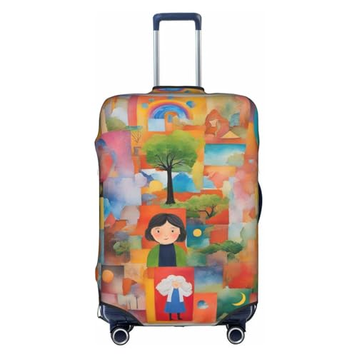 SSIMOO Stilvolle Gepäckabdeckung mit Blumenmotiv und Schmetterling, Erfahrung von Stil und Funktionalität, perfekter Reisebegleiter, Bunte Collage, Large von SSIMOO