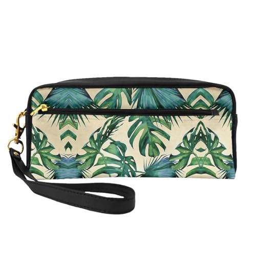 SSIMOO Tragbare Make-up-Tasche mit Karates-Aufdruck, perfekter Reisebegleiter, entworfen für mehrere Anwendungen, Grüne Bananenblätter, Einheitsgröße von SSIMOO