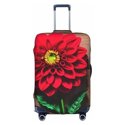 Spring Is In The Air Stilvolle Gepäckabdeckung, Erfahrung von Stil und Funktionalität, perfekter Reisebegleiter, Holzbrett Retro Blume Red Dahlia, Large von SSIMOO