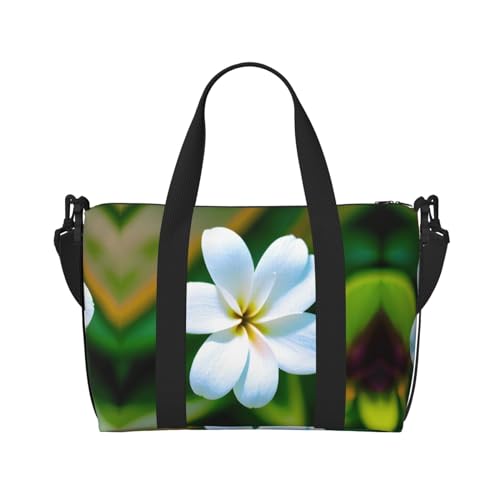 Tragbare Reisetasche mit Hawaii-Blumen-Motiv, ideal für Geschäfts- und Privatreisen, Schwarz, Einheitsgröße von SSIMOO