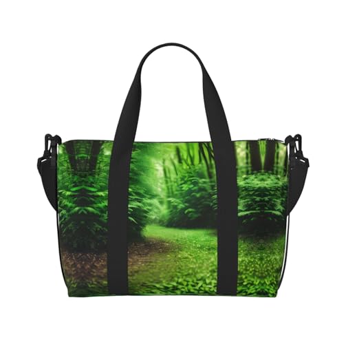 Vielseitige Reisetasche mit grünem Naturdruck, der Begleiter für geschäftliche und private Reisen, Schwarz, Einheitsgröße von SSIMOO