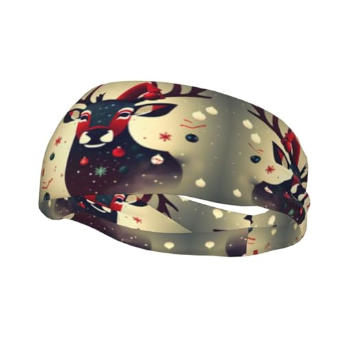 Vielseitiges Lauf-Stirnband mit weihnachtlichem Hirschmotiv, stilvolles athletisches Stirnband, perfekt für jede Jahreszeit. von SSIMOO