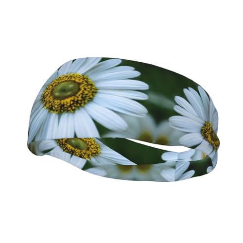 Weißes Chrysanthemen-Schweißband, für Sport und Outdoor-Aktivitäten, verstellbar, elastisch, atmungsaktives Kopfband von SSIMOO