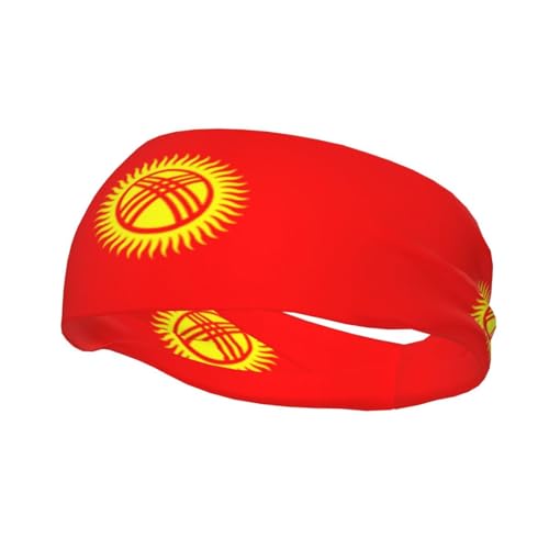 Vielseitiges Sportschweißband mit Flagge von Kirgisistan, dehnbares und feuchtigkeitsableitendes Stirnband für Yoga, Fitness, Basketball von SSIULUS
