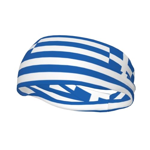 Vielseitiges Sportschweißband mit griechischer Flagge, dehnbares und feuchtigkeitsableitendes Stirnband für Yoga, Fitness, Basketball von SSIULUS