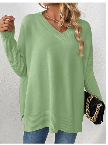 Autumn Winter V-Neck Knit Sexy Pullover Cardigan Soft Warm Elegant Oversized Long Sleeve (03,S) von SSJDDS