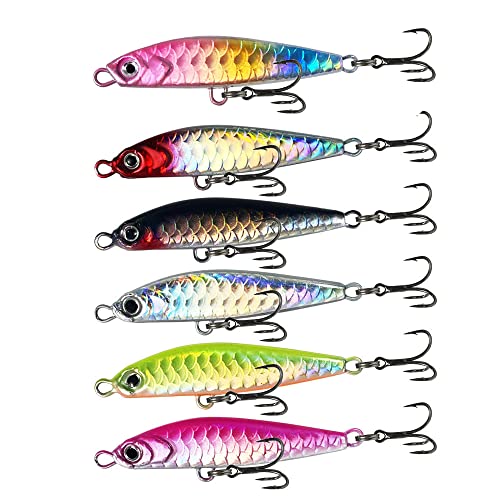 SSyang Köder, 6 Stück Kunstköder, Köder Set, Angelköder, Köder Forelle, 4.9cm, Angelköder mit Dreifachhaken, Forellen Angeln Spinner Angelköder Set, für Süßwasser-Salzwasser-Fischen(Mehrere Farben) von SSyang