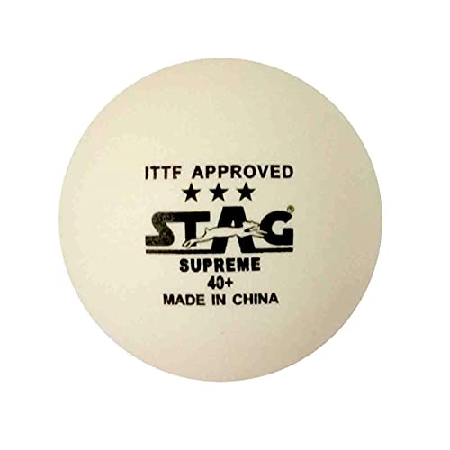STAG 3 Star Supreme Tischtennisball aus Kunststoff, 3 Stück, Weiß von STAG