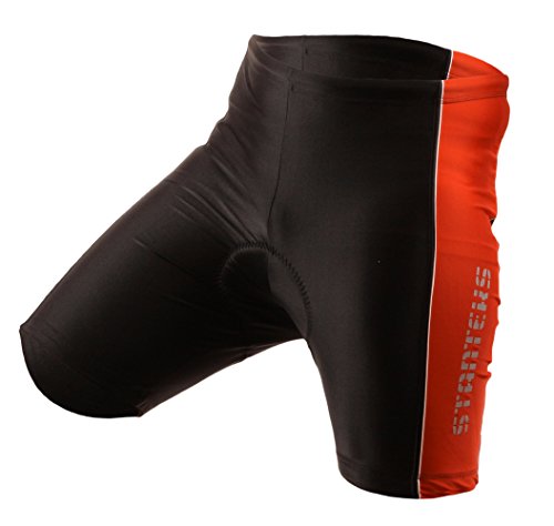 STANTEKS Radhose Kurz Fahrradhose ohne Träger Radlerhose mit Coolmax Sitzpolster SR0041 (S, Schwarz/Rot) von STANTEKS