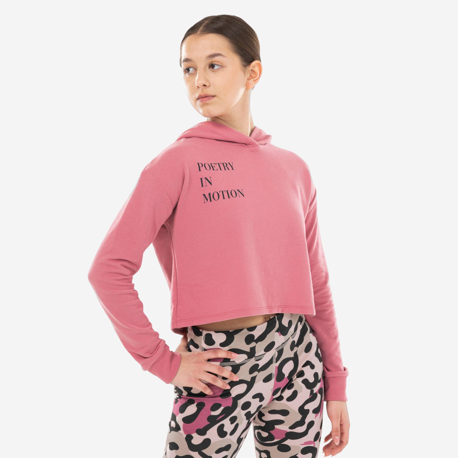 Tanz-Sweatshirt Modern Jazz Dance Mädchen Crop Top mit Kapuze - rosa von STAREVER