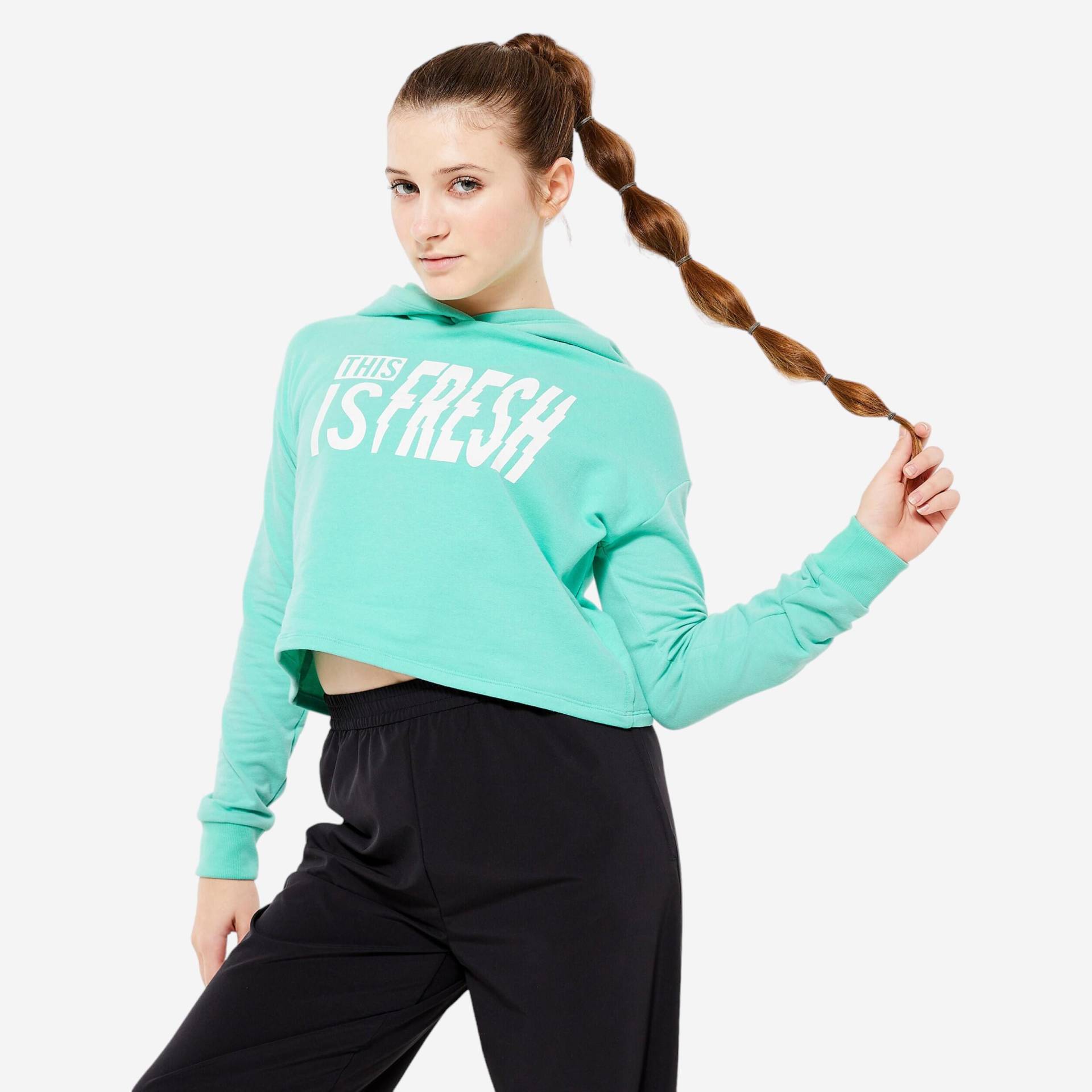 Tanz-Sweatshirt Crop Top Modern Jazz Mädchen mit Kapuze - grün von STAREVER