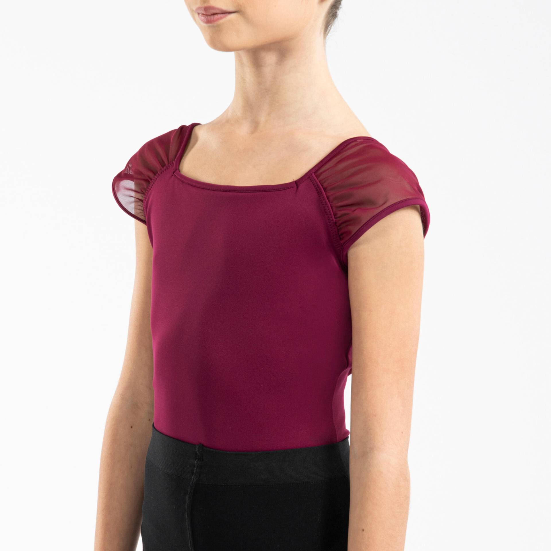 Tanzbody Ballett kurzarm Voile bordeaux von STAREVER