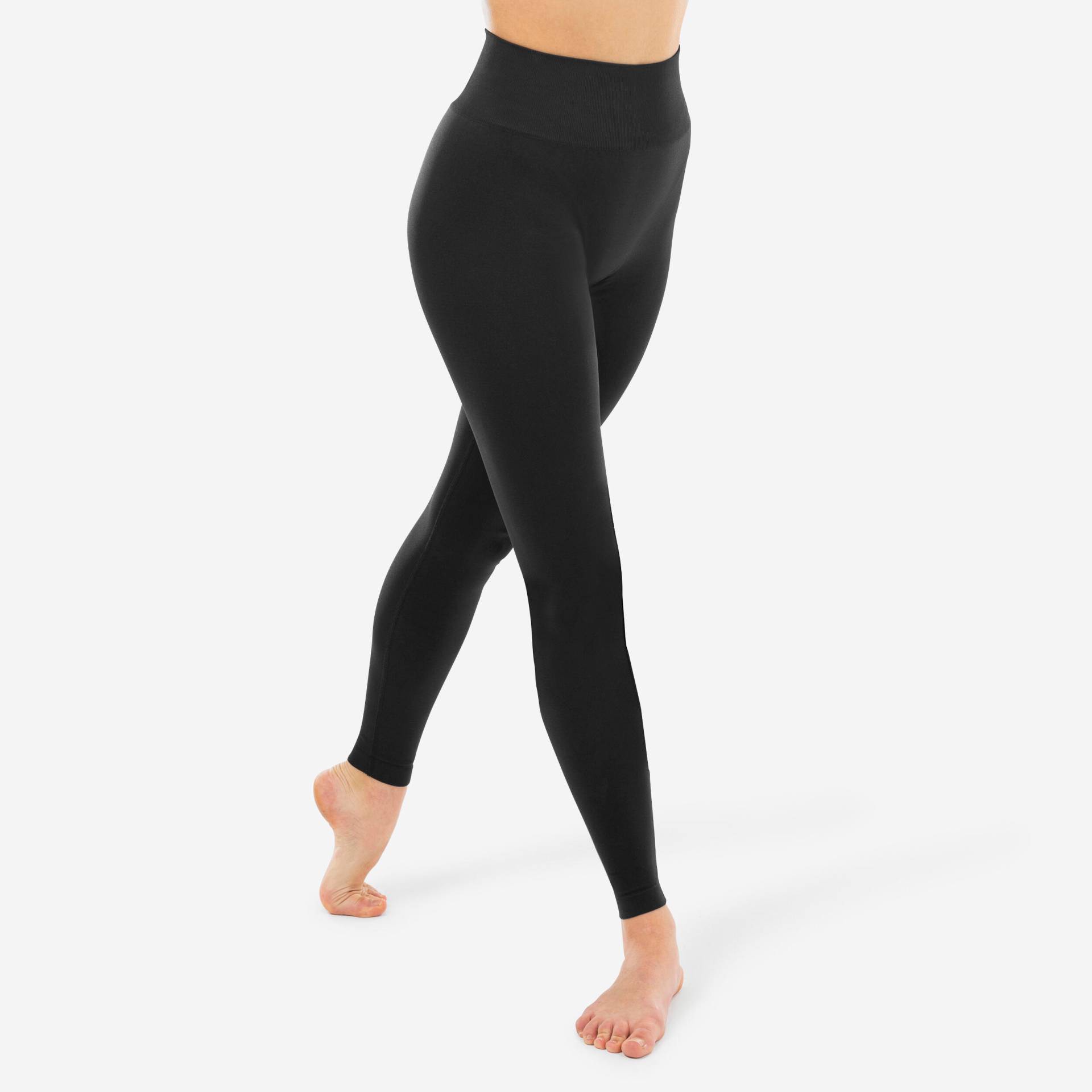 Tanzleggings Modern Jazz Dance Mädchen nahtlos hohe Taille - schwarz von STAREVER