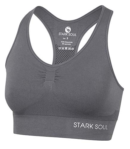 STARK SOUL Bra Light Support - Sport BH doppellagig für Damen - dunkelgrau - Größe L von STARK SOUL