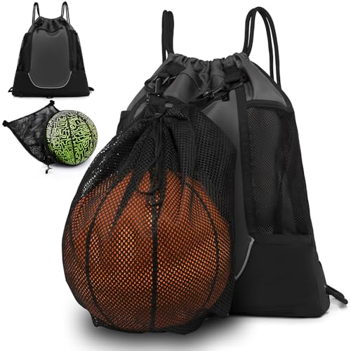 STAY GENT Drawstring Basketball Rucksack für Kinder Jugendliche Erwachsene, Grau Foldable Sportbeutel mit Abnehmbarem Ball-Netztasche für Turnhalle Yoga Fußball Volleyball Baseball STAY GENT Drawstring Basketball Rucksack für Kinder Jugendliche Erwachsene, Grau Foldable Sportbeutel mit Abnehmbarem Ball-Netztasche für Turnhalle Yoga Fußball Volleyball Baseball von STAY GENT