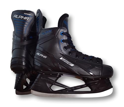 Schlittschuhe Alpha GRAF Erwachsene Senior Freizeit Hobby Eishockey schwarz/blau Unisex Ice Skates (42) von STEEL