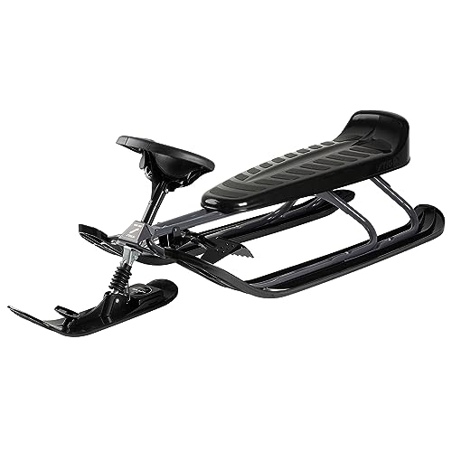 STIGA Snowracer King Size GT Großer Lenkschlitten mit Bremsen für 2 Kinder oder mit Erwachsene - Graphite Grey/Black von STIGA