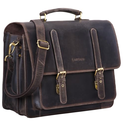 STILORD 'Andro' Lehrer Aktentasche Leder Vintage Umhängetasche mit 14 Zoll Laptop Fach Businesstasche für breite DIN A4 Akten Ordner aus echtem Leder, Farbe:dunkel - braun STILORD 'Andro' Lehrer Aktentasche Leder Vintage Umhängetasche mit 14 Zoll Laptop Fach Businesstasche für breite DIN A4 Akten Ordner aus echtem Leder, Farbe:dunkel - braun von STILORD