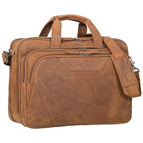 STILORD 'Ansgar' XL Leder Aktentasche zum Umhängen für Herren und Damen braun ideal als Lehrertasche Ledertasche 17-18 Zoll Laptop-Tasche Business oder Ordnertasche Echtleder STILORD 'Ansgar' XL Leder Aktentasche zum Umhängen für Herren und Damen braun ideal als Lehrertasche Ledertasche 17-18 Zoll Laptop-Tasche Business oder Ordnertasche Echtleder von STILORD