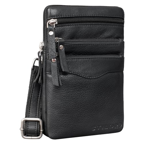 STILORD 'Aria' Brusttasche Leder klein multifunktional für Damen und Herren Gürteltasche Vintage Umhängetasche 8 Zoll, Farbe:schwarz STILORD 'Aria' Brusttasche Leder klein multifunktional für Damen und Herren Gürteltasche Vintage Umhängetasche 8 Zoll, Farbe:schwarz von STILORD