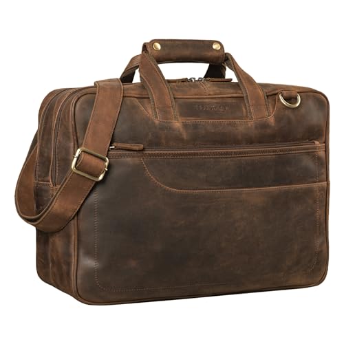 STILORD 'Astor' Große Lehrertasche Leder für Herren Damen Vintage Aktentasche XL Businesstasche Umhängetasche für breite A4 Ordner Laptop Trolley Aufsteckbar, Farbe:zamora - braun STILORD 'Astor' Große Lehrertasche Leder für Herren Damen Vintage Aktentasche XL Businesstasche Umhängetasche für breite A4 Ordner Laptop Trolley Aufsteckbar, Farbe:zamora - braun von STILORD
