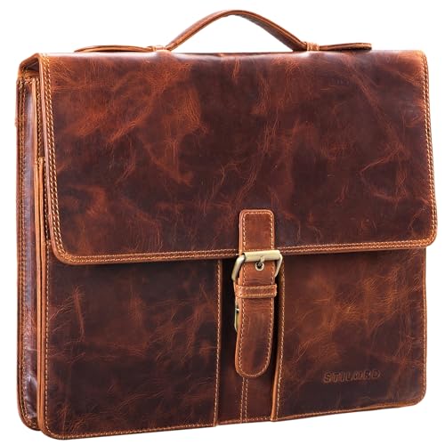 STILORD 'Aurelio' Vintage Konferenzmappe Leder mit Griff A4 Aktentasche schmal Aktenmappe Dokumentenmappe mit Henkel für 13,3 Zoll MacBooks echtes Rindsleder, Farbe:kara - cognac STILORD 'Aurelio' Vintage Konferenzmappe Leder mit Griff A4 Aktentasche schmal Aktenmappe Dokumentenmappe mit Henkel für 13,3 Zoll MacBooks echtes Rindsleder, Farbe:kara - cognac von STILORD