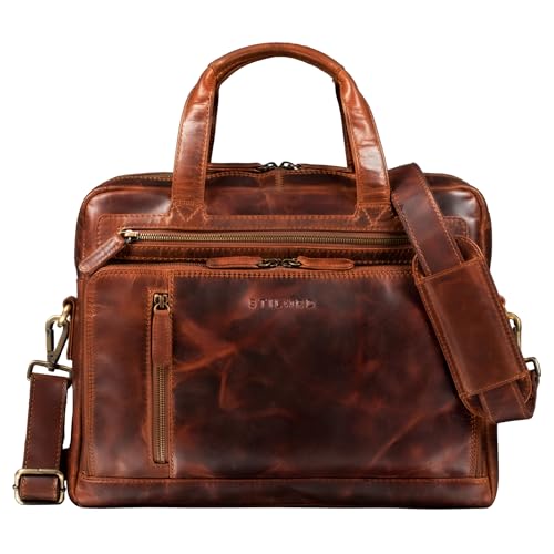 STILORD 'Avery' Businesstasche Leder Damen Herren Umhängetasche Vintage Aktentasche Arbeitstasche 13,3 Zoll Laptoptasche für MacBooks, Farbe:Kara - Cognac von STILORD