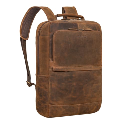 STILORD 'Barney' Schmaler Laptop Rucksack 15,6 Zoll Leder sportliches Design Rucksack mit vielen Fächern Unirucksack Studenten Tagesrucksack für Damen un Herren, Farbe:calais - braun STILORD 'Barney' Schmaler Laptop Rucksack 15,6 Zoll Leder sportliches Design Rucksack mit vielen Fächern Unirucksack Studenten Tagesrucksack für Damen un Herren, Farbe:calais - braun von STILORD