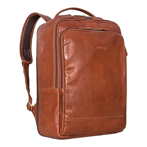 STILORD 'Beck' Business Rucksack Herren Leder Backpack Groß Laptoprucksack 16 Zoll Daypack Cityrucksack Leder Vintage Uni Rucksack Studenten, Farbe:maraska - braun von STILORD